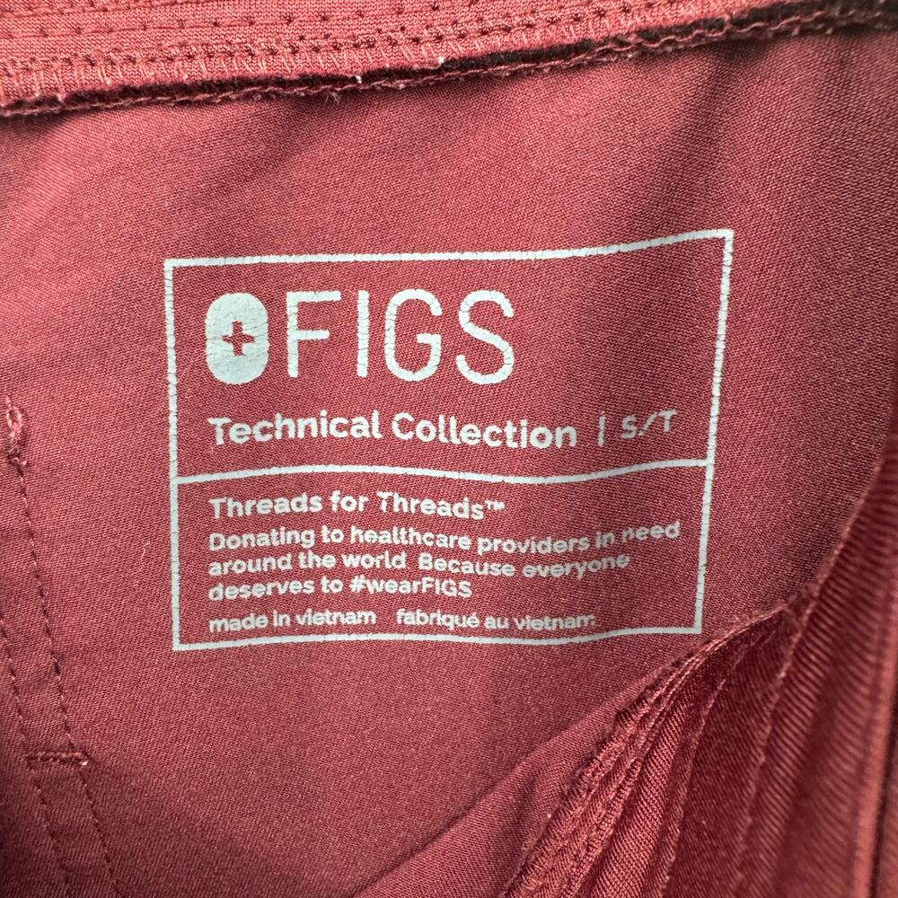 Figs TALL Women's Zamora Burgundy Maroon Mid Rise Jogger Scrub Pants - Picture 8 of 10